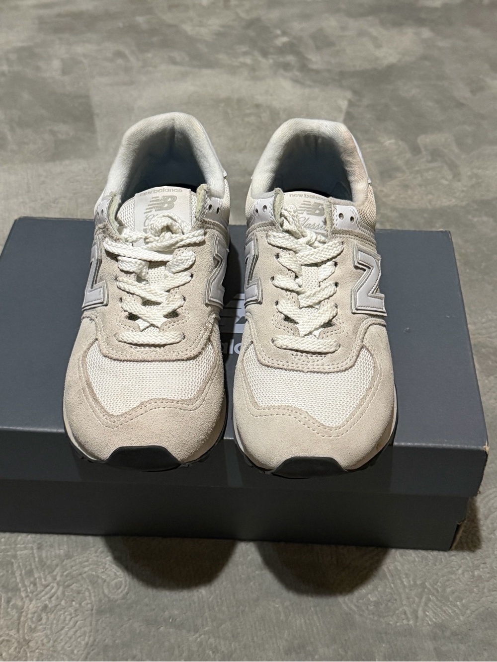 New Balance Women's Neutral Beige and White Sneakers